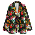 Blossom Flowers Skull Pattern Print Women's Blazer