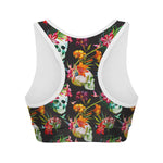 Blossom Flowers Skull Pattern Print Women's Sports Bra