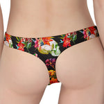 Blossom Flowers Skull Pattern Print Women's Thong