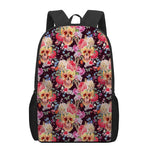Blossom Peony Skull Pattern Print 17 Inch Backpack