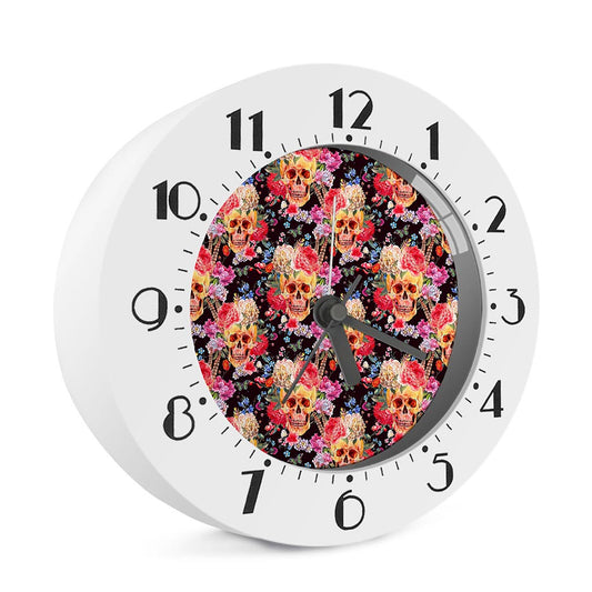 Blossom Peony Skull Pattern Print Alarm Clock