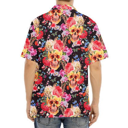 Blossom Peony Skull Pattern Print Aloha Shirt