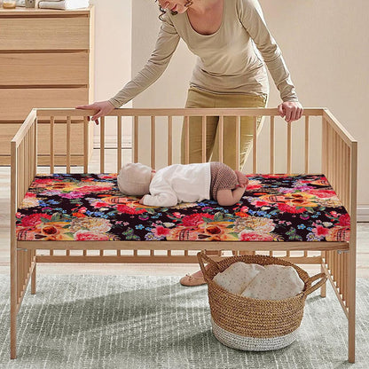Blossom Peony Skull Pattern Print Baby Crib Sheet