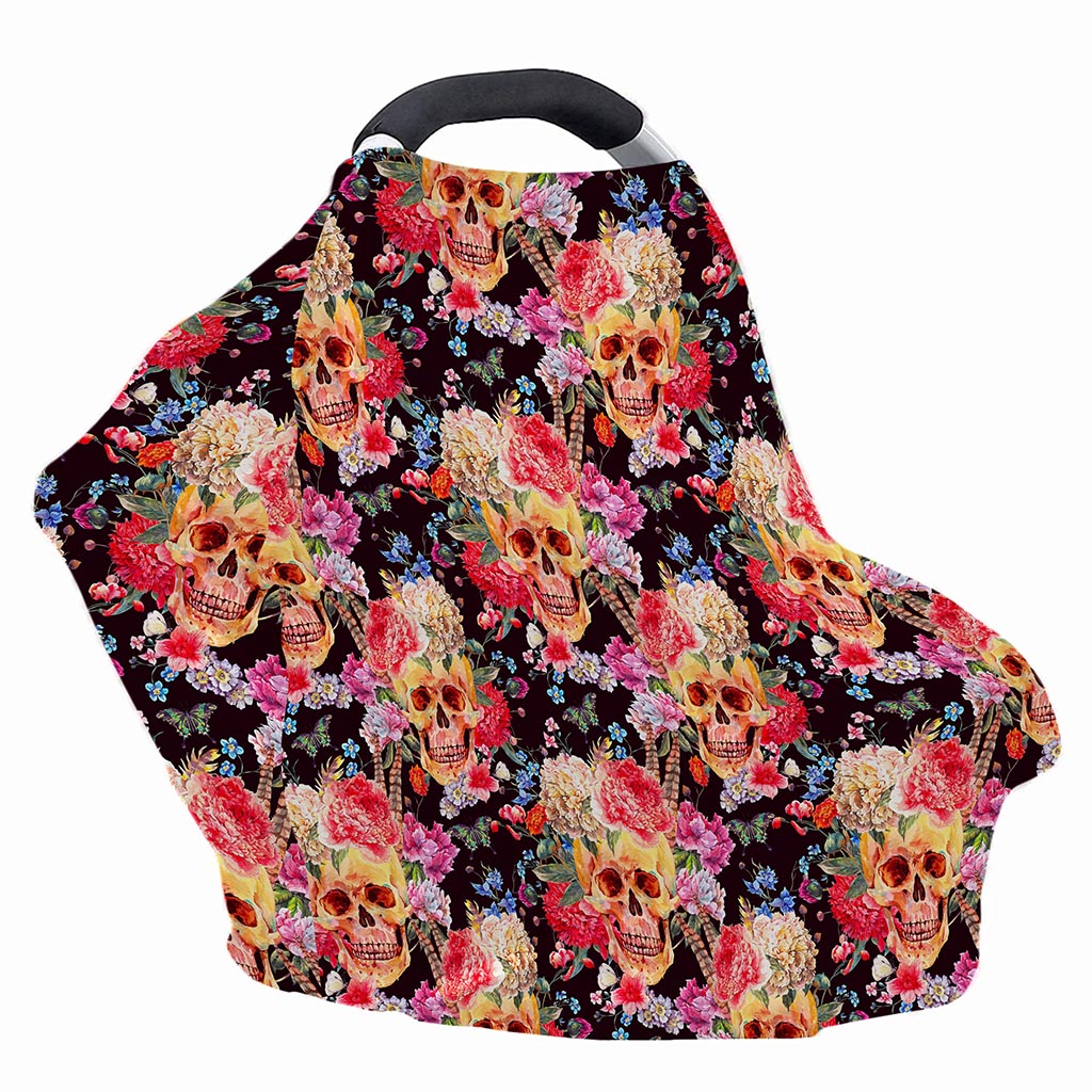 Blossom Peony Skull Pattern Print Baby Seat Cover