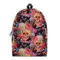 Blossom Peony Skull Pattern Print School Backpack