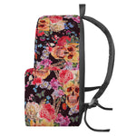 Blossom Peony Skull Pattern Print Backpack