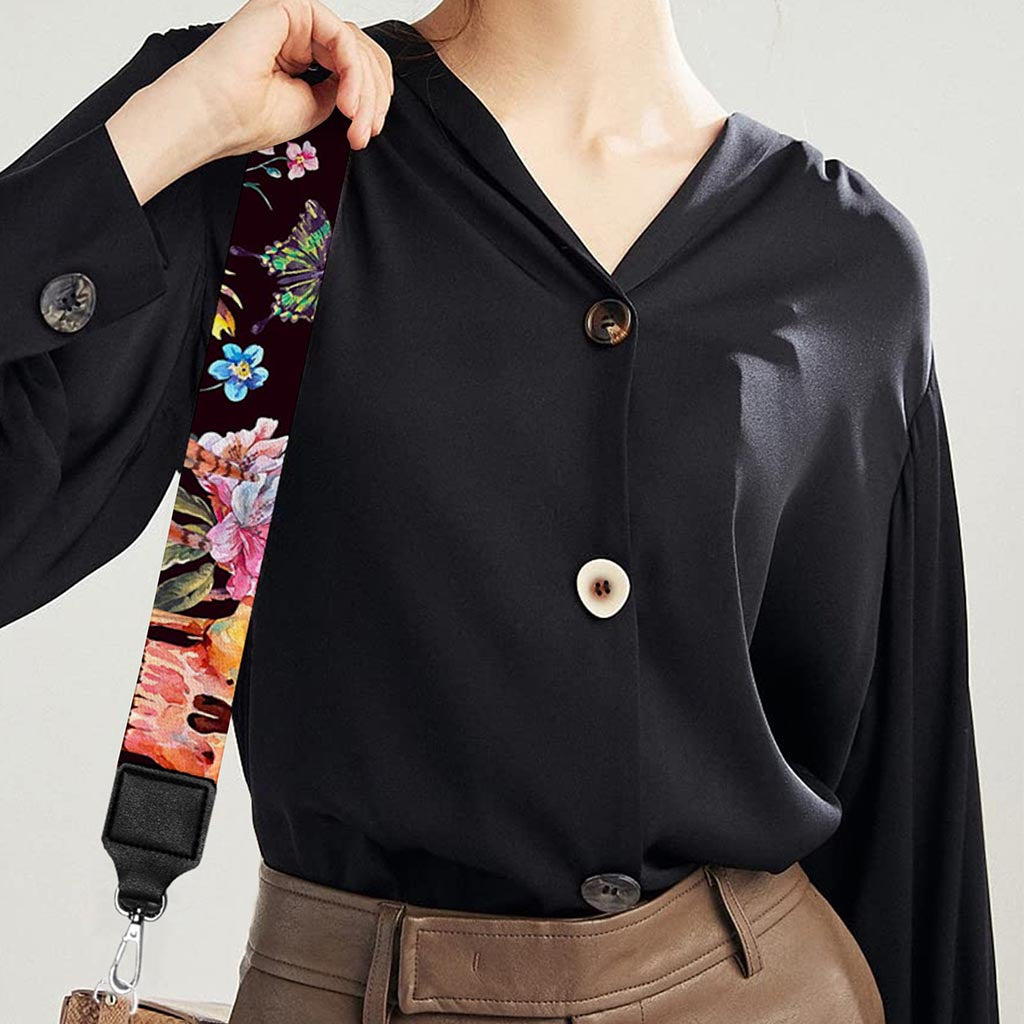 Blossom Peony Skull Pattern Print Bag Strap