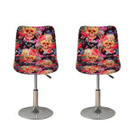 Blossom Peony Skull Pattern Print Bar Stool Covers