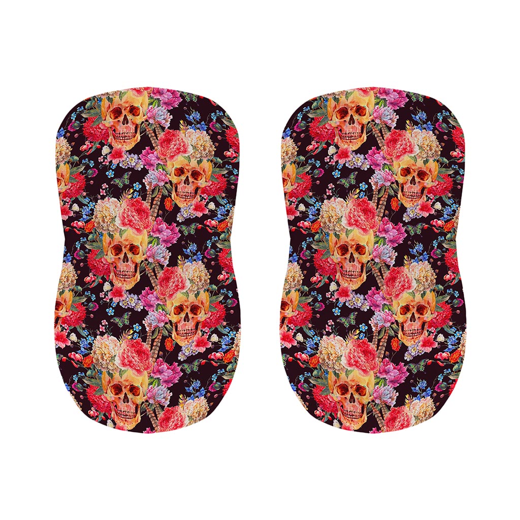 Blossom Peony Skull Pattern Print Bar Stool Covers
