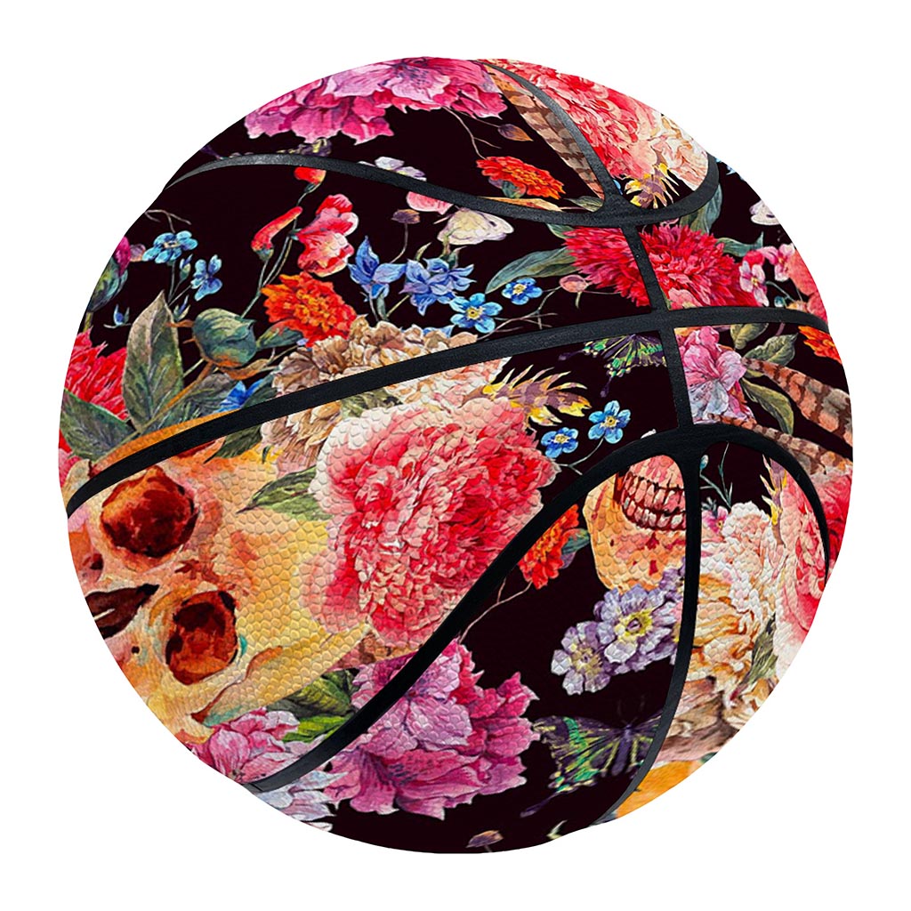 Blossom Peony Skull Pattern Print Basketball