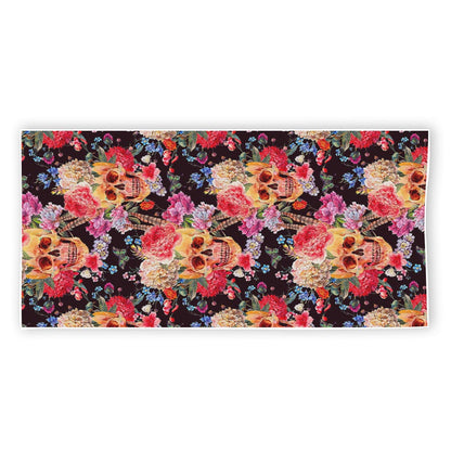 Blossom Peony Skull Pattern Print Beach Towel