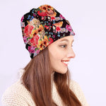 Blossom Peony Skull Pattern Print Beanie