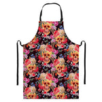 Blossom Peony Skull Pattern Print Bib Apron With Pocket