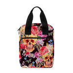 Blossom Peony Skull Pattern Print Bible Tote Bag