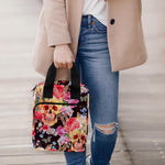 Blossom Peony Skull Pattern Print Bible Tote Bag