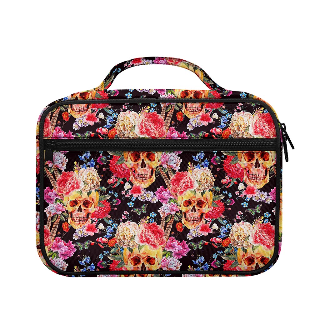 Blossom Peony Skull Pattern Print Briefcase Bible Bag