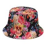 Blossom Peony Skull Pattern Print Bucket Hat