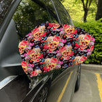 Blossom Peony Skull Pattern Print Car Side Mirror Covers