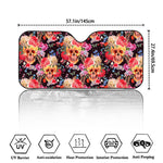 Blossom Peony Skull Pattern Print Car Windshield Sun Shade