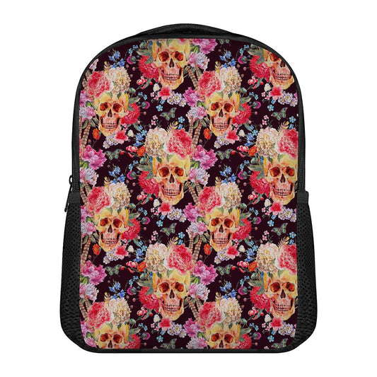 Blossom Peony Skull Pattern Print Casual Backpack