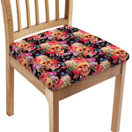 Blossom Peony Skull Pattern Print Chair Cushion Cover