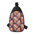 Blossom Peony Skull Pattern Print Sling Bag
