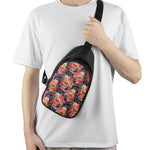 Blossom Peony Skull Pattern Print Chest Bag