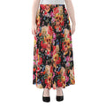 Blossom Peony Skull Pattern Print Chiffon Maxi Skirt