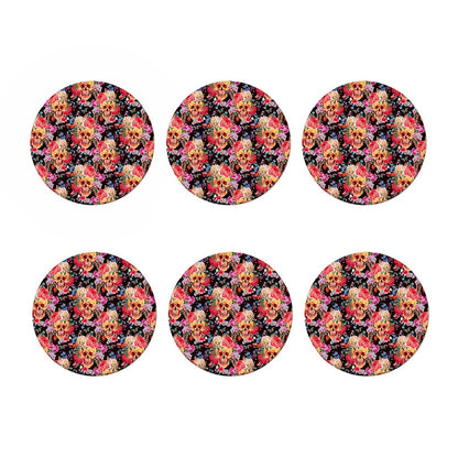 Blossom Peony Skull Pattern Print Coaster Set