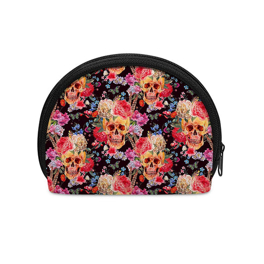 Blossom Peony Skull Pattern Print Coin Purse