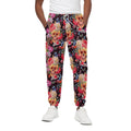 Blossom Peony Skull Pattern Print Cotton Sweatpants