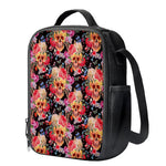 Blossom Peony Skull Pattern Print Crossbody Lunch Bag