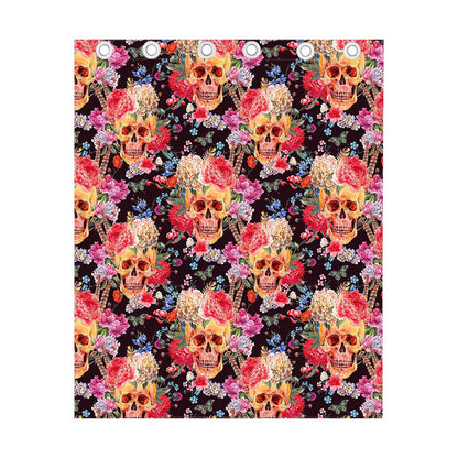 Blossom Peony Skull Pattern Print Curtain