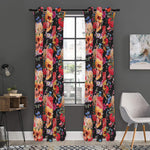 Blossom Peony Skull Pattern Print Curtain