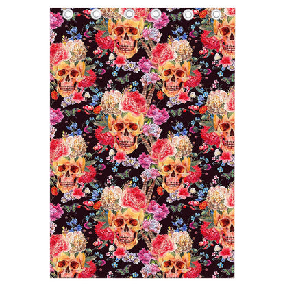 Blossom Peony Skull Pattern Print Curtain