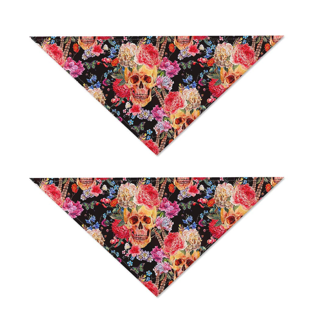 Blossom Peony Skull Pattern Print Dog Bandana