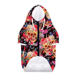 Blossom Peony Skull Pattern Print Dog Zip Up Hoodie