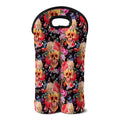 Blossom Peony Skull Pattern Print Double Neoprene Wine Tote