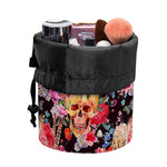 Blossom Peony Skull Pattern Print Drawstring Makeup Bag
