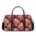 Blossom Peony Skull Pattern Print Duffle Bag