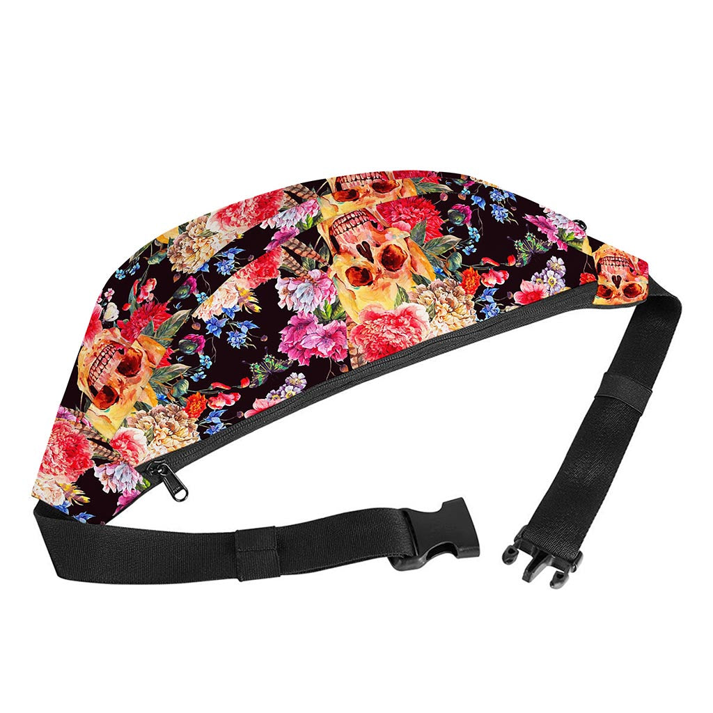 Blossom Peony Skull Pattern Print Fanny Pack