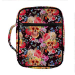 Blossom Peony Skull Pattern Print Front Pocket Bible Bag
