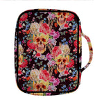 Blossom Peony Skull Pattern Print Front Pocket Bible Bag