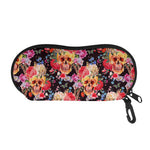 Blossom Peony Skull Pattern Print Glasses Case
