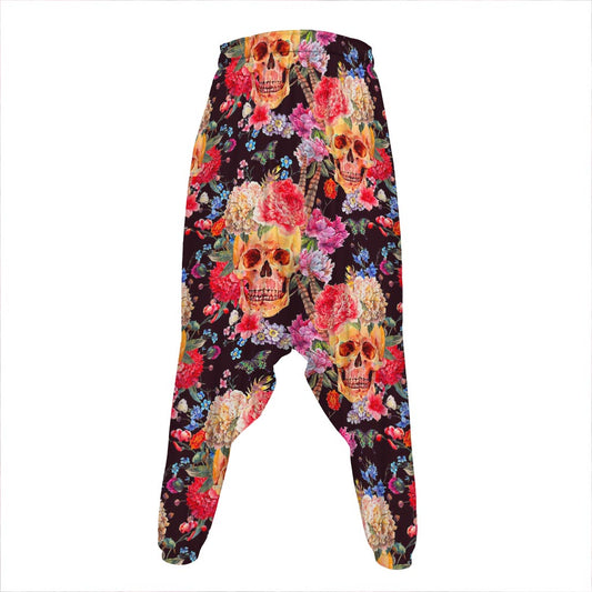 Blossom Peony Skull Pattern Print Hammer Pants