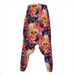 Blossom Peony Skull Pattern Print Hammer Pants