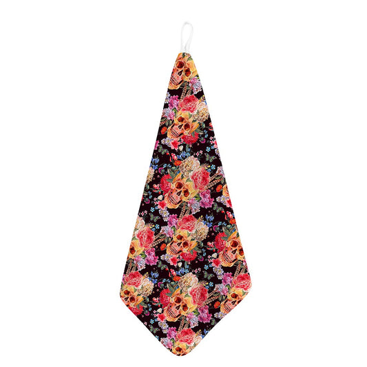 Blossom Peony Skull Pattern Print Hand Towel