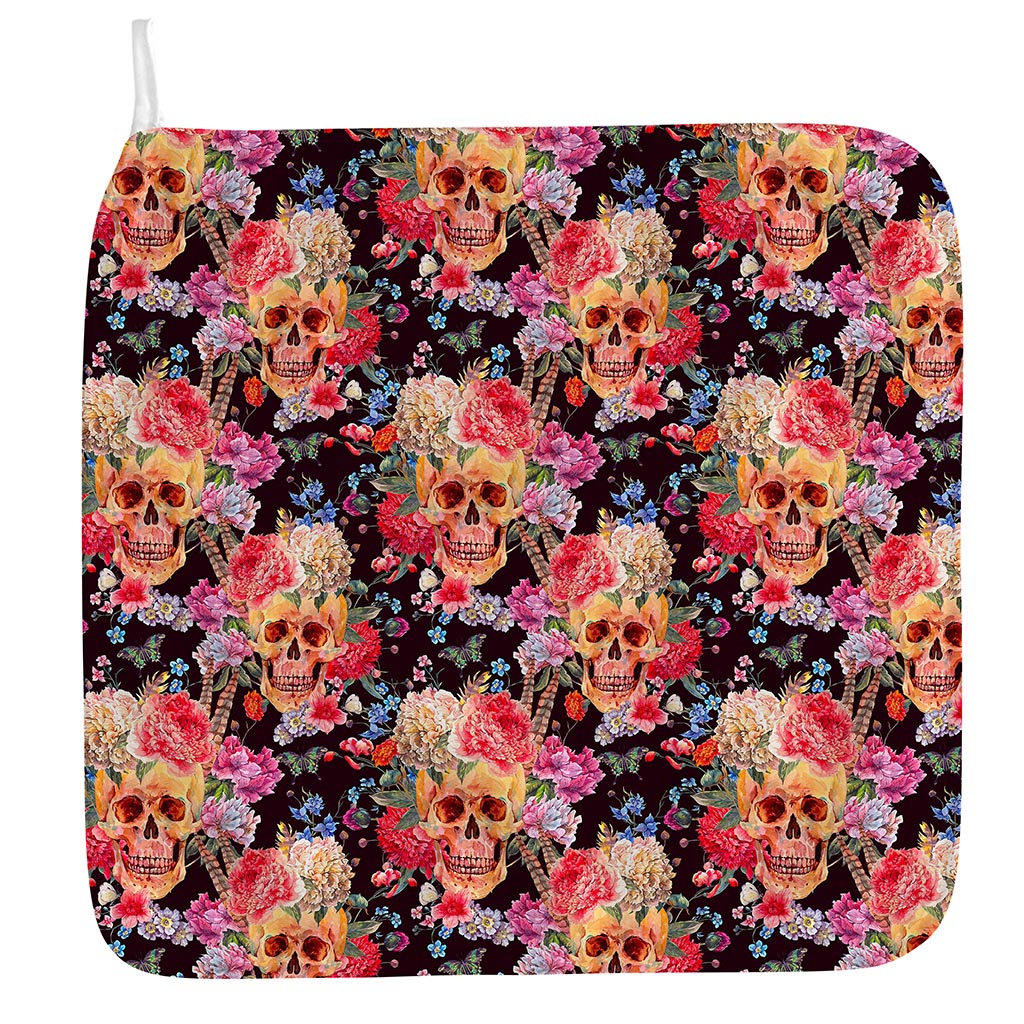 Blossom Peony Skull Pattern Print Hand Towel