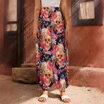 Blossom Peony Skull Pattern Print Harem Pants