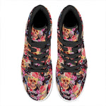 Blossom Peony Skull Pattern Print High Top Leather Sneakers